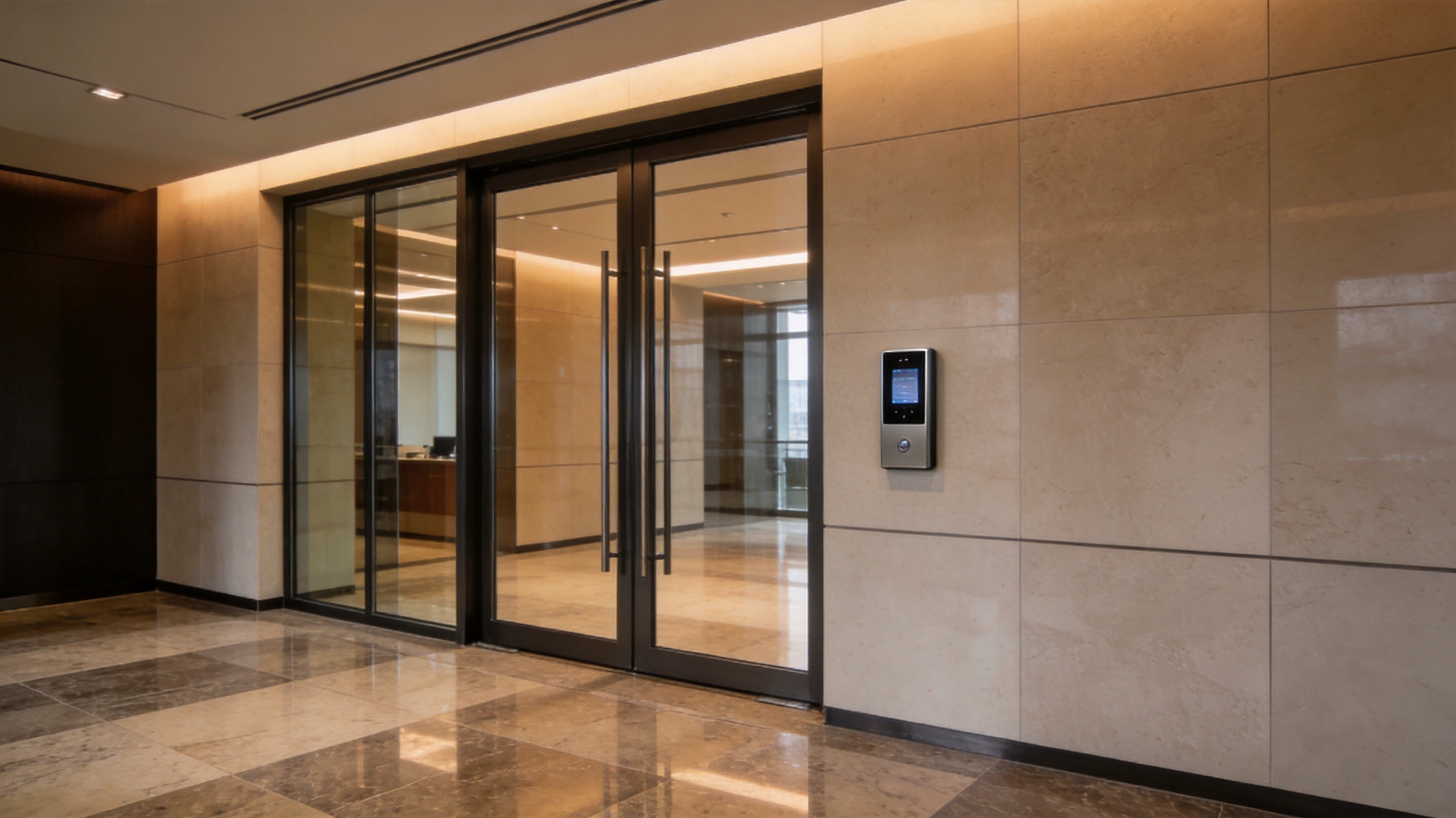 Access control at a modern office entrance