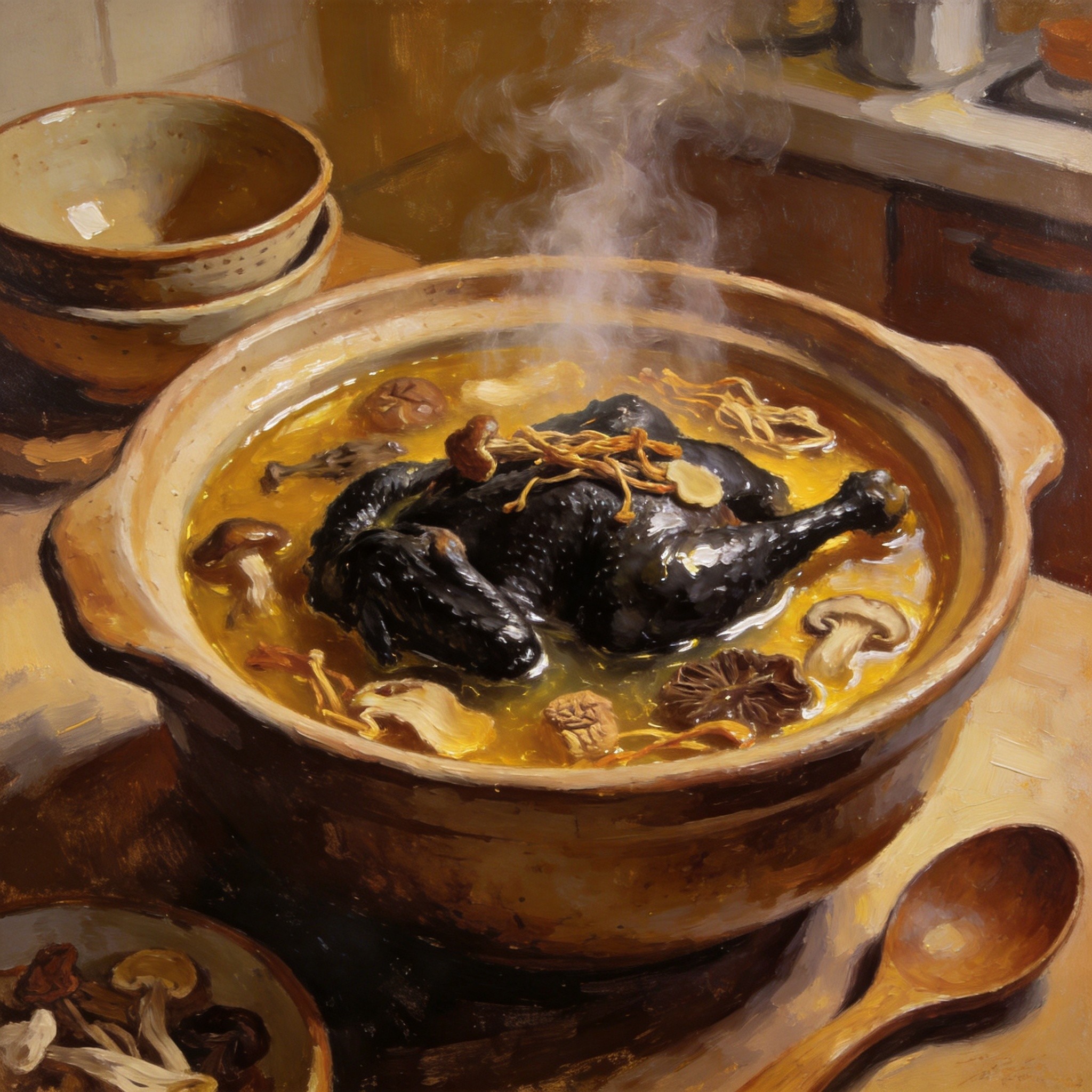 乌鸡药膳砂锅慢炖