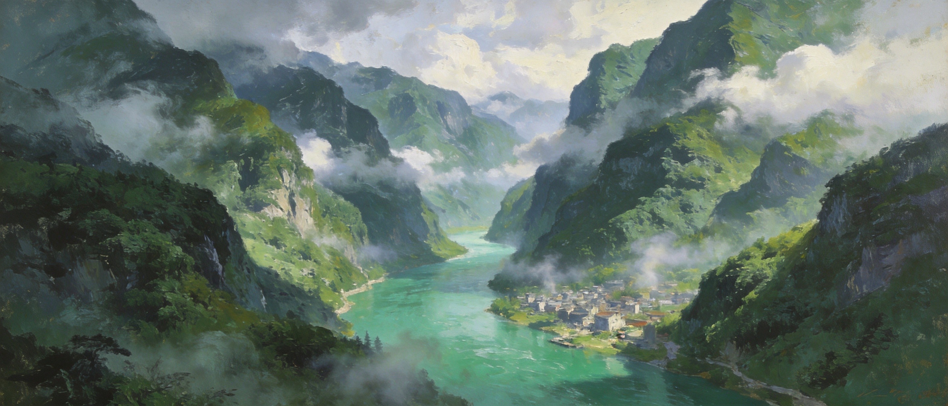 大巴山云雾楮河穿城