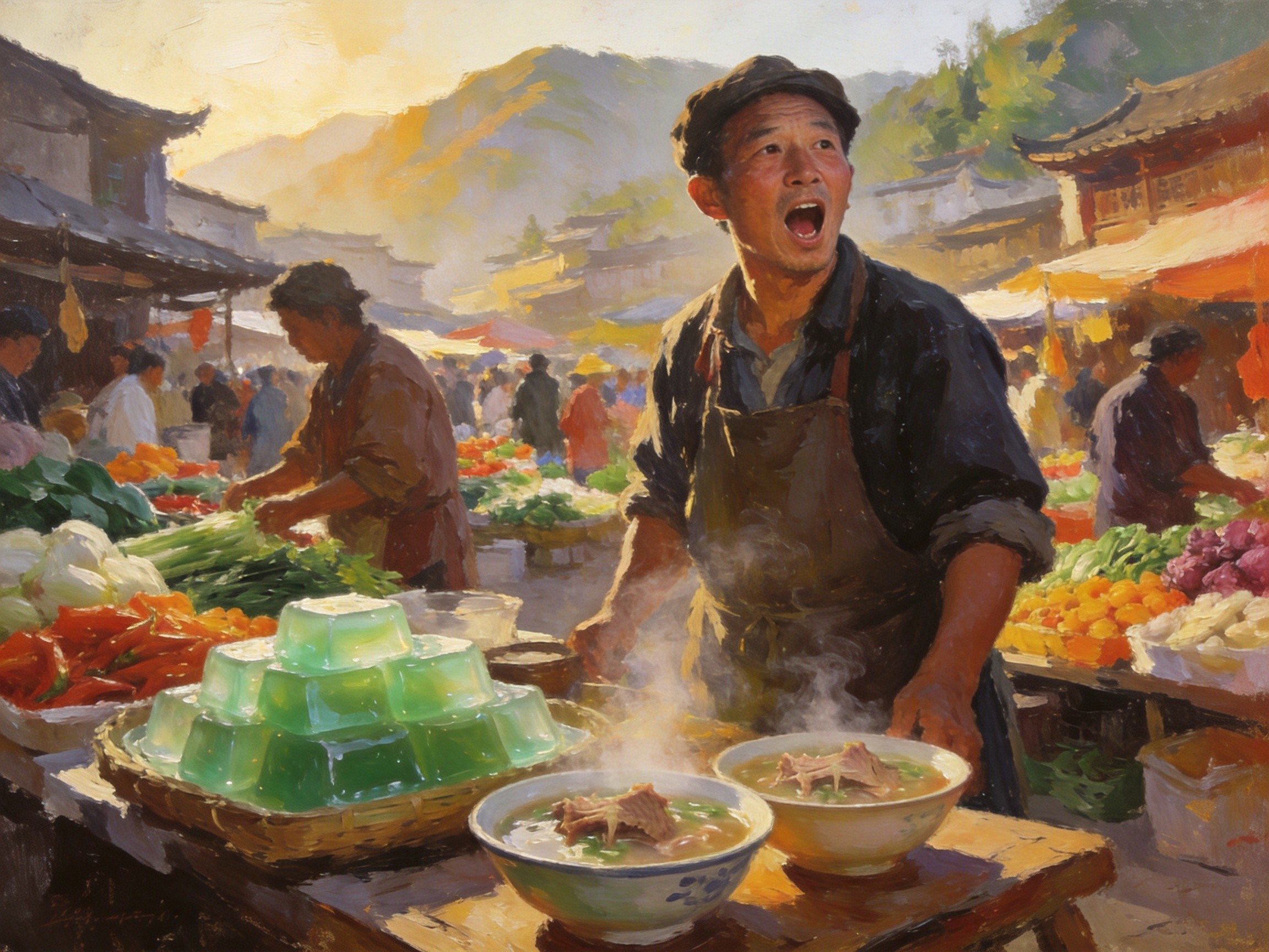 山阳集市神仙凉粉羊肉泡