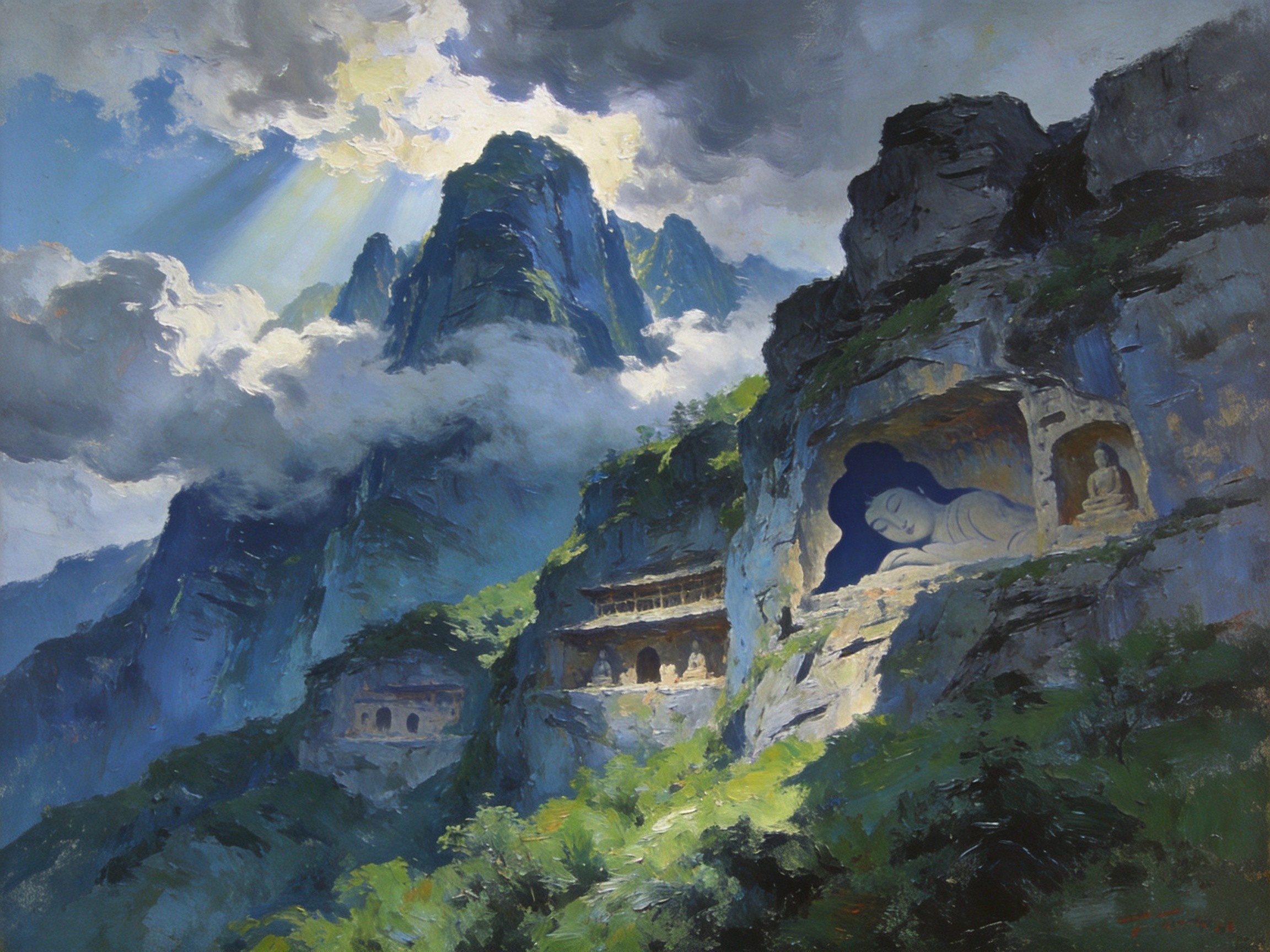 凤冠山·云遮雾绕睡美人侧影